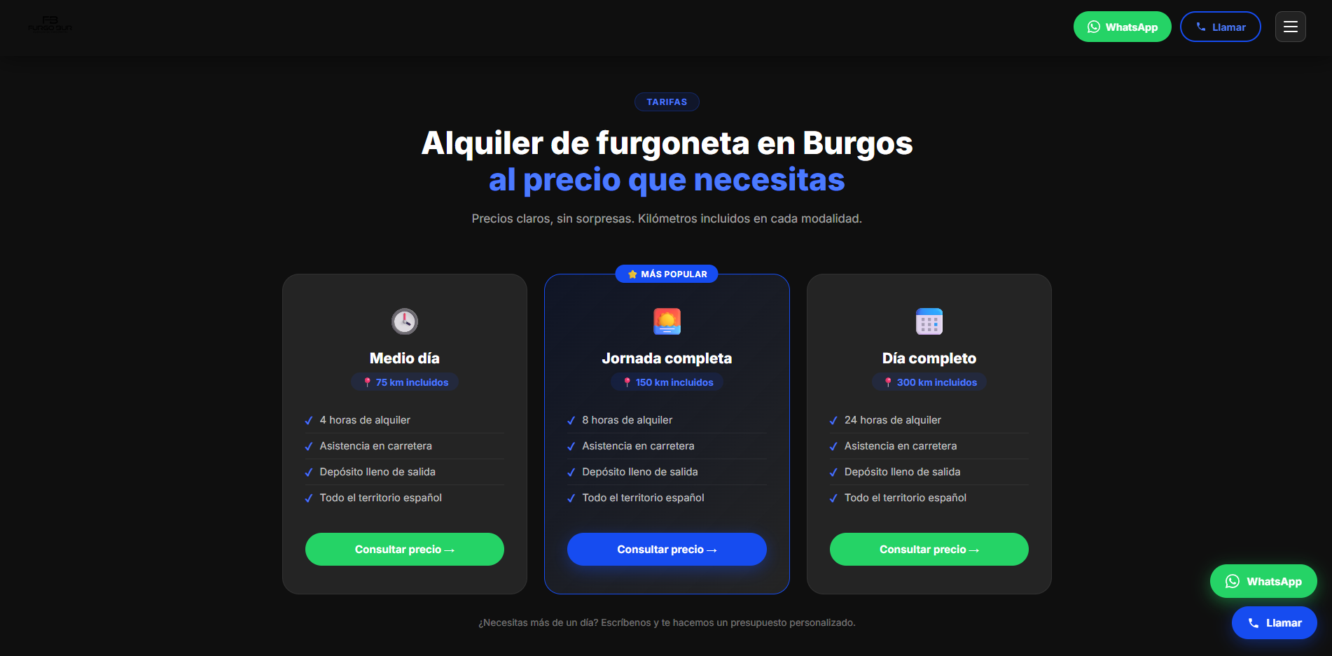 FurgoBur — tarifas
